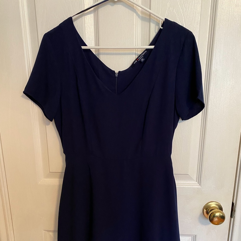 Simple Navy Blue above-knee dress size M